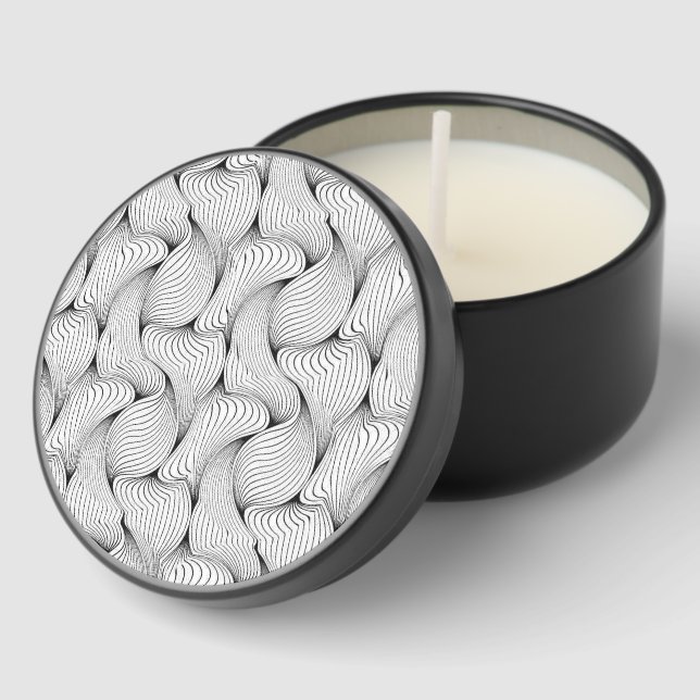 Unique Black and White Interwoven Lines Mini Candle Favors (Corner)