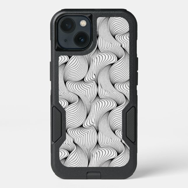 Unique Black and White Interwoven Lines Otterbox iPhone Case (Back)