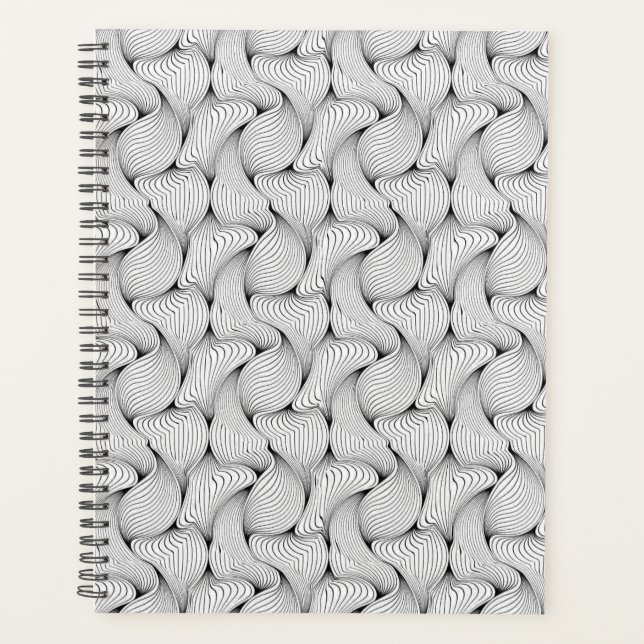 Unique Black and White Interwoven Lines Planner (Front)