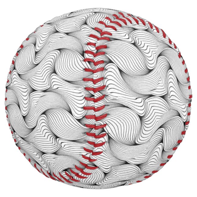 Unique Black and White Interwoven Lines Softball (Angled)