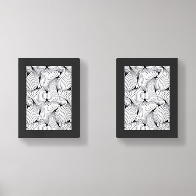 Unique Black and White Interwoven Lines Wall Art Sets (Front)