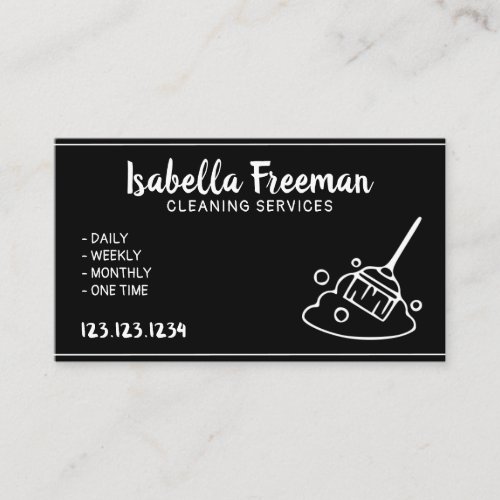Unique Black and White Maid House Cleaning Service Business Card