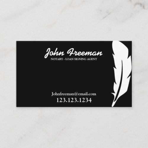 Unique Black and White Notary Loan Signing Agent Business Card