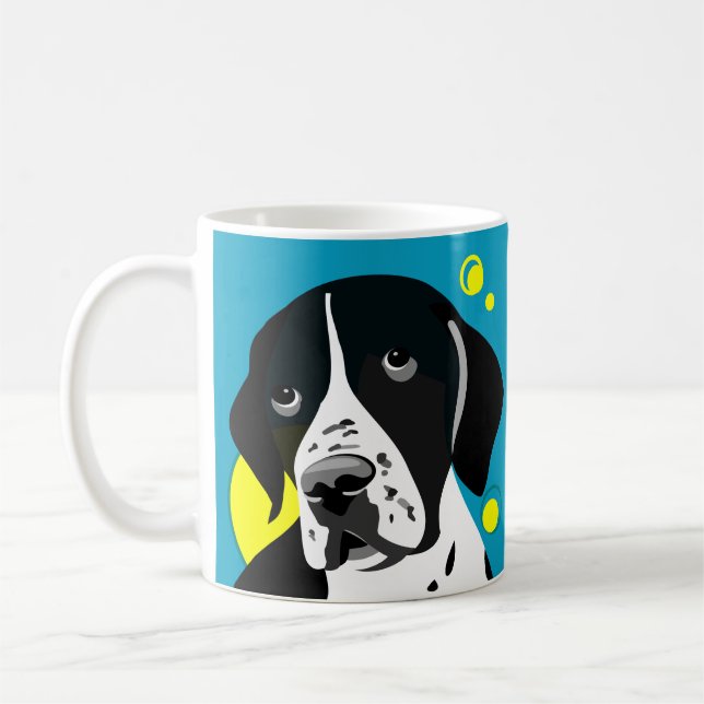 Unique Black and White Pointer Dog Mugs (Left)