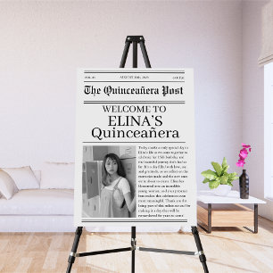 Unique Black and white Quinceañera newspaper photo Foam Board