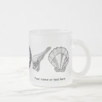 Unique Black and White Seashell Collection Art Frosted Glass Coffee Mug