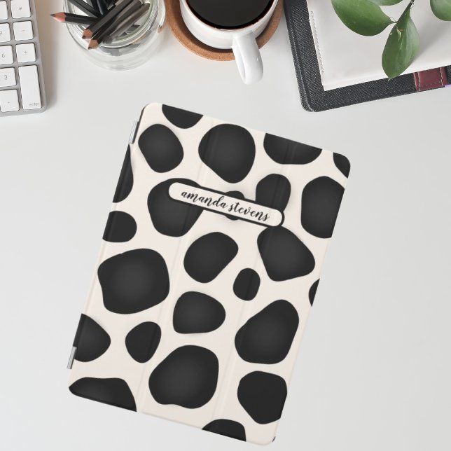 Unique Black & Beige Spots Pattern Name Typography iPad Mini Cover (Creator Uploaded)