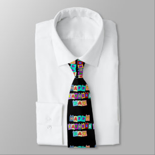 Unique Black Blue Fathers Day Neck Tie