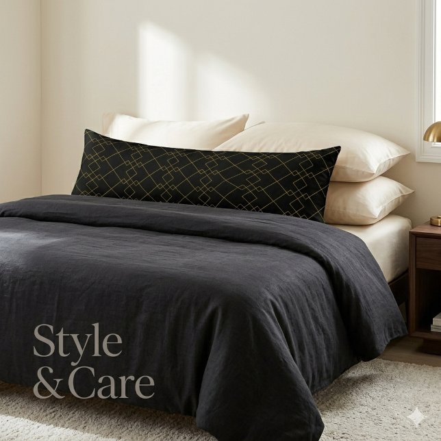 Unique Black Body Pillow Featuring Gold Box Design (Unique Black Body Pillow Featuring Gold Box Design)