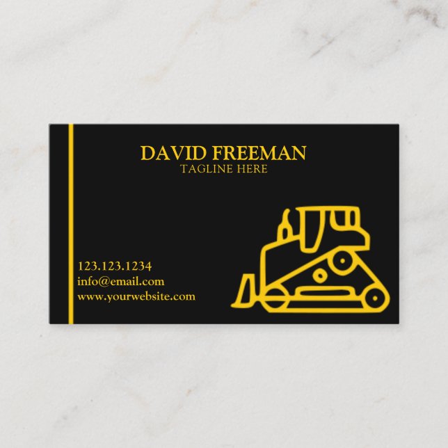 Unique Black Construction Equipment Bulldozer Business Card (Front)