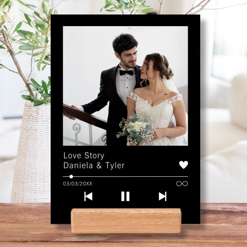 Unique Black Custom Wedding Photo Song Plaque Holder