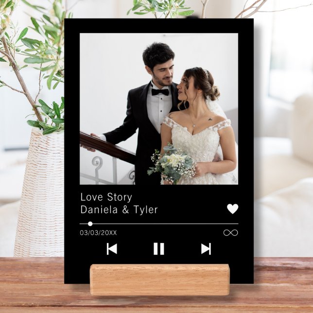 Unique Black Custom Wedding Photo Song Plaque Holder (Unique Black Custom Wedding Photo Song Plaque Holder)