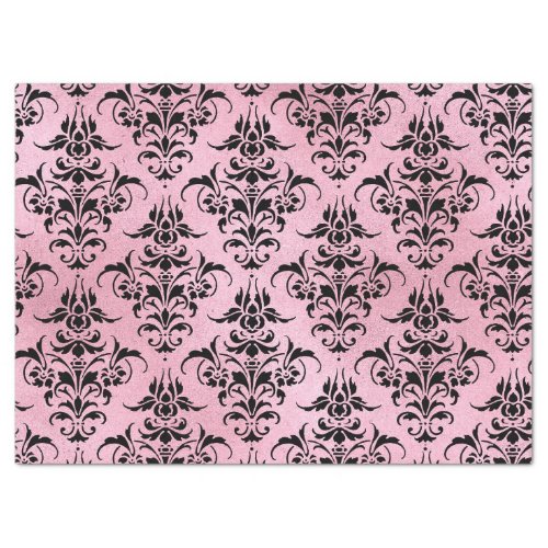 Unique Black Damask on Pink Decoupage Tissue Paper
