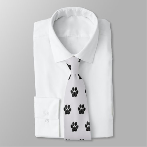 Unique Black Dog Paw Print Animal Pattern Tie