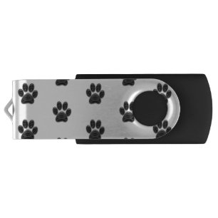 Unique Black Dog Paw Print Animal Pattern USB Flash Drive