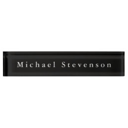 Unique Black Elegant Modern Desk Nameplate