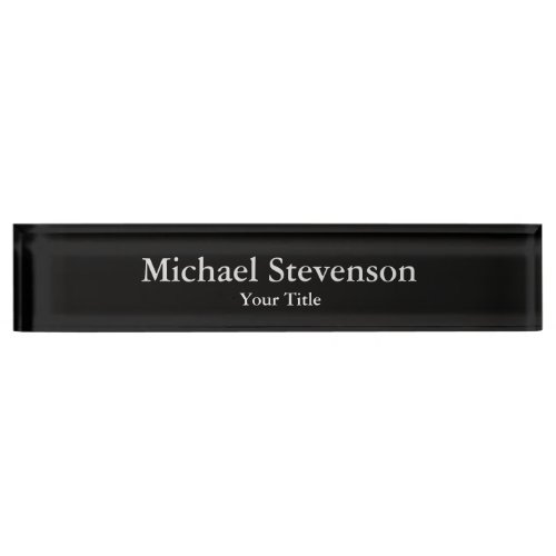 Unique Black Elegant Modern Desk Nameplate