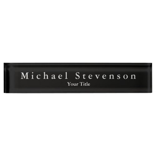 Unique Black Elegant Modern Desk Nameplate