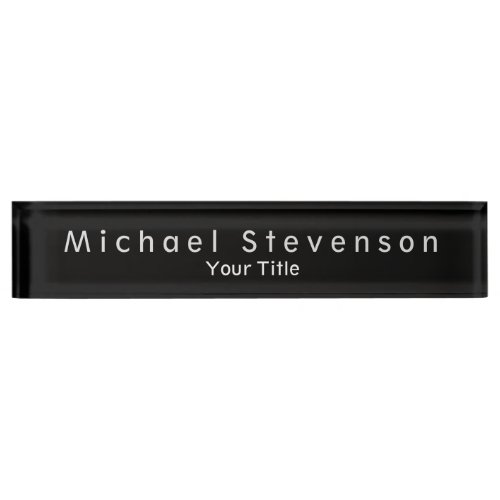 Unique Black Elegant Modern Desk Nameplate