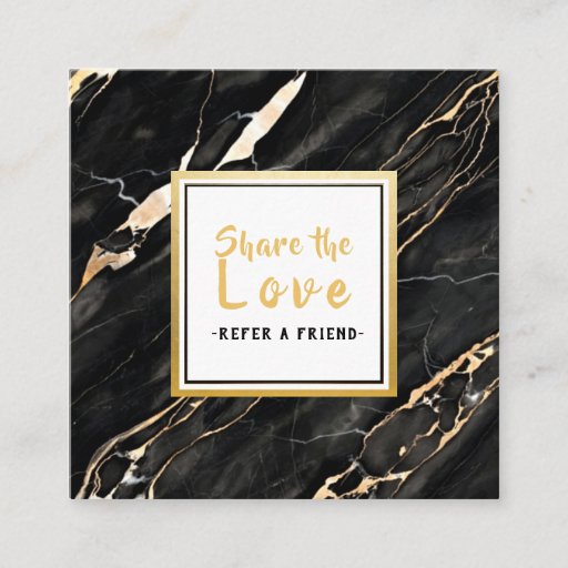 Customizable Unique Black Gold Marble Customer Referral Card