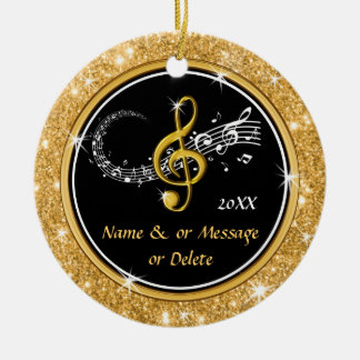 Unique Black Gold Music Themed Christmas Ornaments
