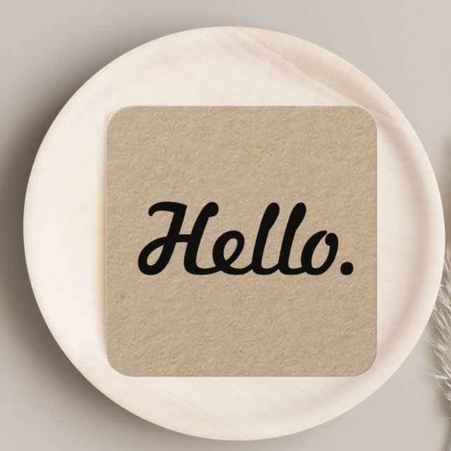 Unique Black Hello Typography Clean Rustic Craft  Square Business Card (Creator Uploaded)
