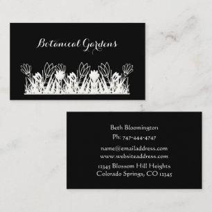 Unique Black Linen Look Floral Business Card
