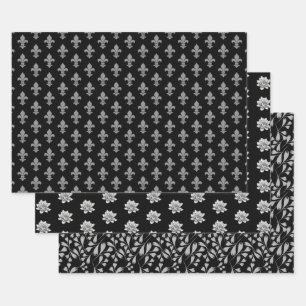 Unique Black Patterned  Wrapping Paper Sheets