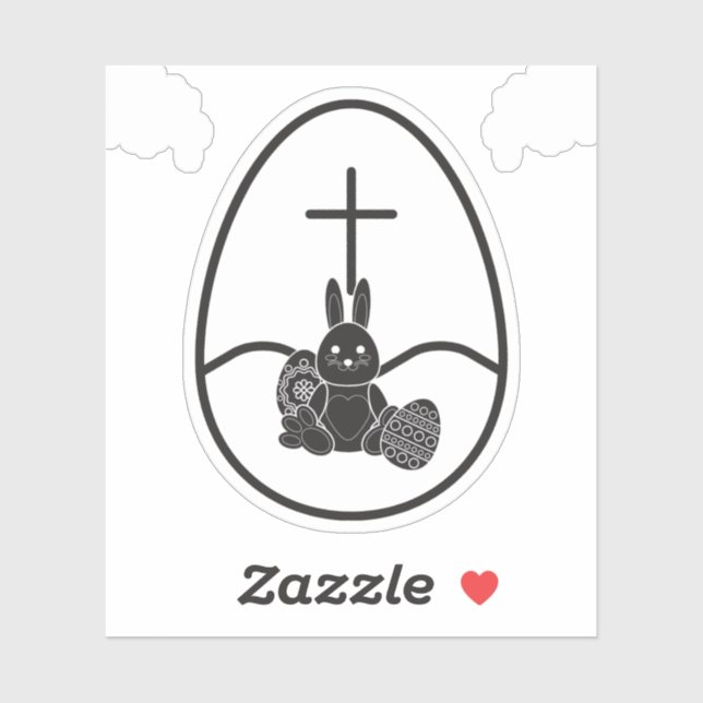 Unique Black Rabbit In Egg Sticker (Sheet)