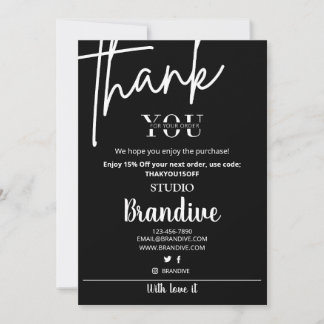 Unique Black thank you Business card