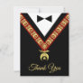 Unique Black Tuxedo Gold and Red Shriner Jewel Thank You Card