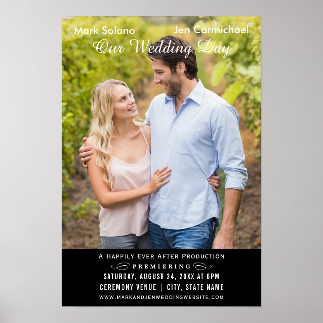 Unique Black Wedding Photo Invitation Movie Poster (Front)