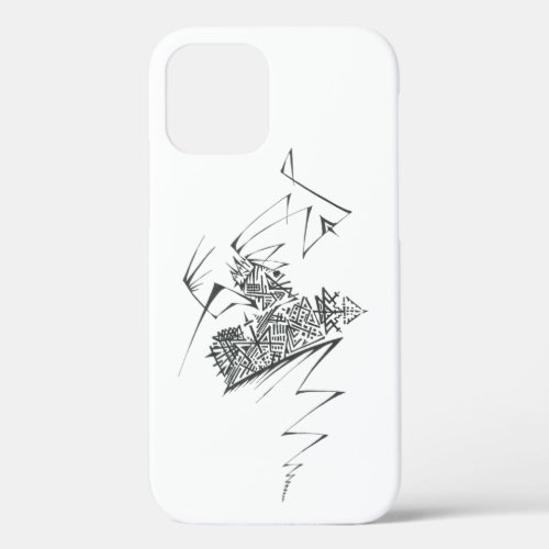 Unique Black White Abstract Art iPhone 12 Pro Case