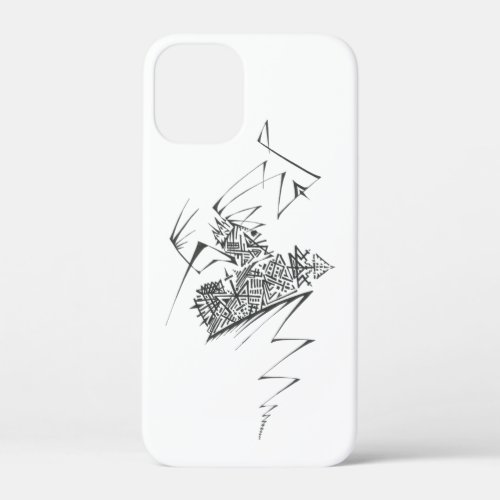Unique Black White Abstract Art iPhone 12 Mini Case