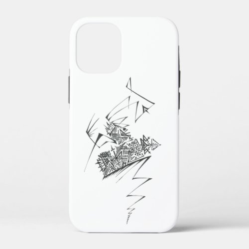 Unique Black White Abstract Art iPhone 12 Mini Case