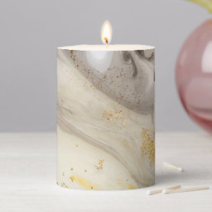 Unique Black White Brown Grey Gold Stone Agate Pillar Candle
