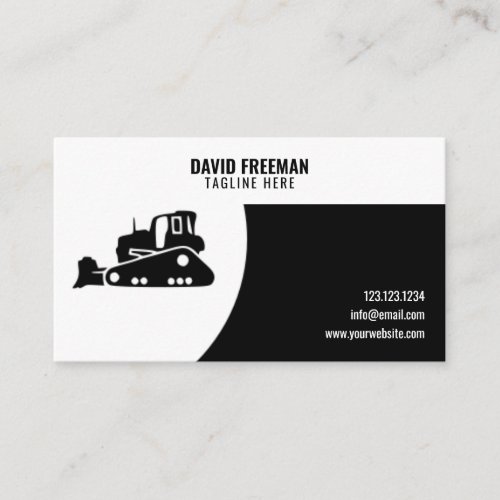 Unique Black  White Construction Bulldozer Business Card