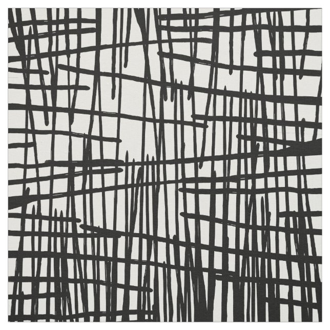 Unique black white hand painted paint drips fabric (Swatch)