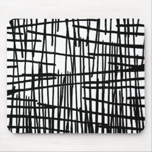 Unique black white hand painted paint drips mouse pad