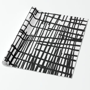 Unique black white hand painted paint drips wrapping paper