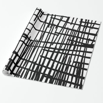Unique Black White Hand Painted Paint Drips Wrapping Paper by pink_water at Zazzle