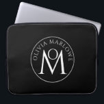 Unique Black White Monogram Logo Laptop Sleeve<br><div class="desc">A simple unique decorative monogram with stacked typography laptop sleeve. Create your own personal typographic logo. Use the simple design tool to change fonts or background color.</div>