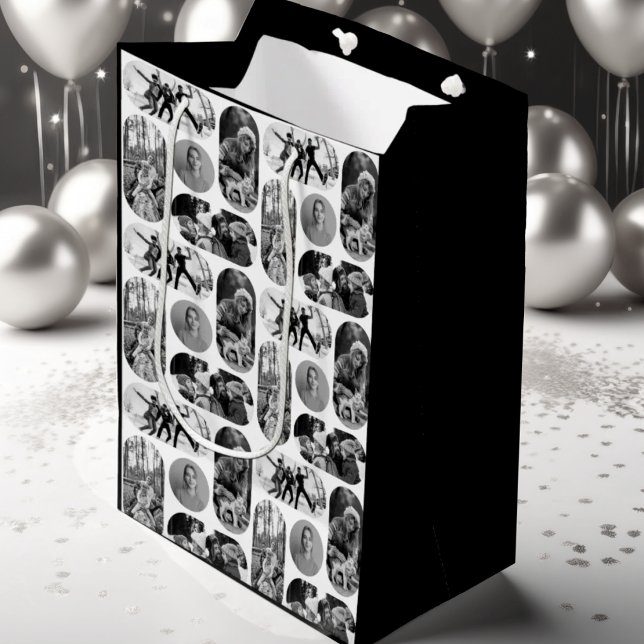 Unique Black & White Photo Collage Medium Gift Bag (Creator Uploaded)