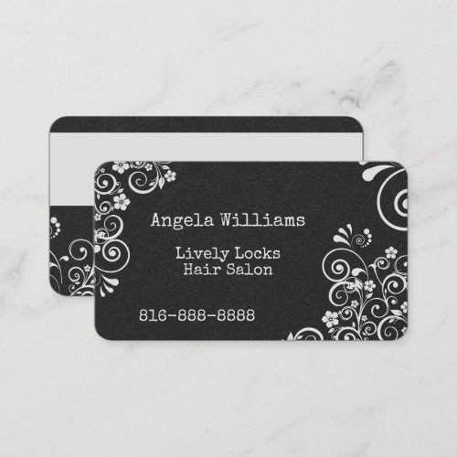 Unique Black  White Playful Swirls Appointment Business Card