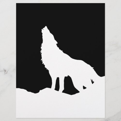 Unique Black  White Pop Art Wolf Silhouette