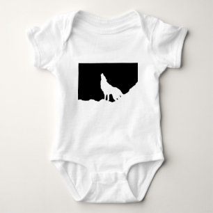 Unique Black & White Pop Art Wolf Silhouette Baby Bodysuit