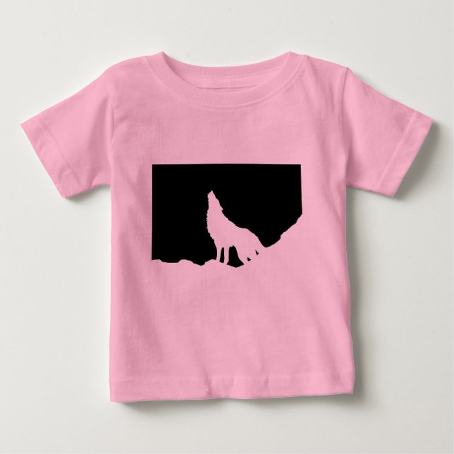 Unique Black & White Pop Art Wolf Silhouette Baby T-Shirt (Front)