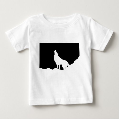 Unique Black  White Pop Art Wolf Silhouette Baby T_Shirt