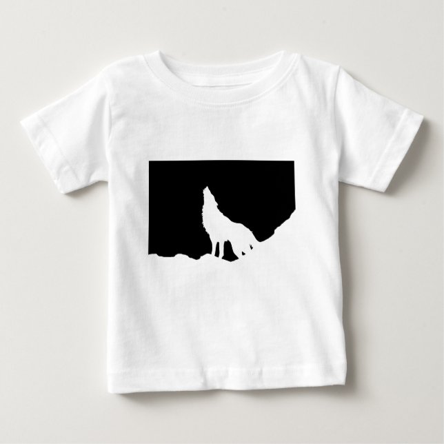 Unique Black & White Pop Art Wolf Silhouette Baby T-Shirt (Front)