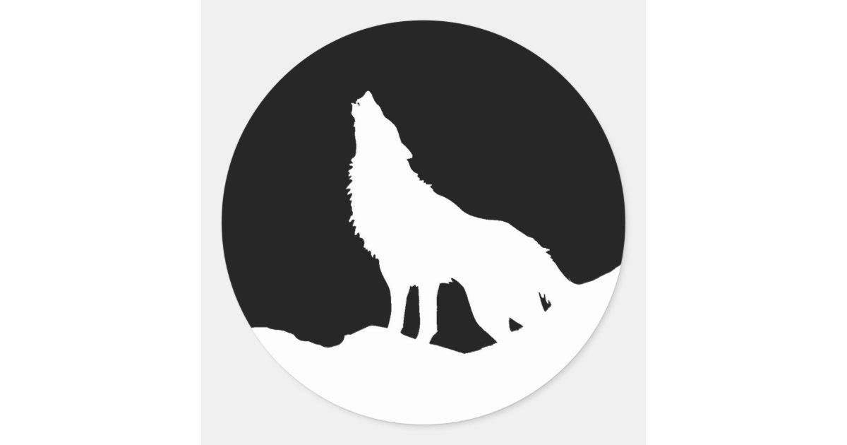 Unique Black White Pop Art Wolf Silhouette Classic Round Sticker Zazzle Com